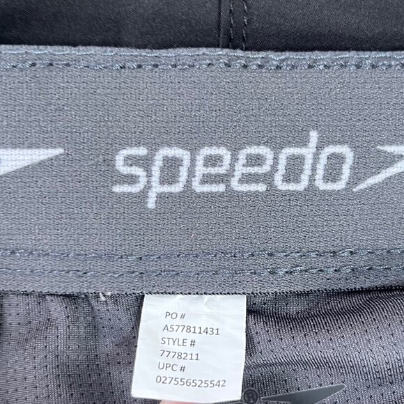 Speedo Swim Shorts Trunks Mens XXL Black Mesh Lining Adjustable Waist Pocket - Picture 8 of 9